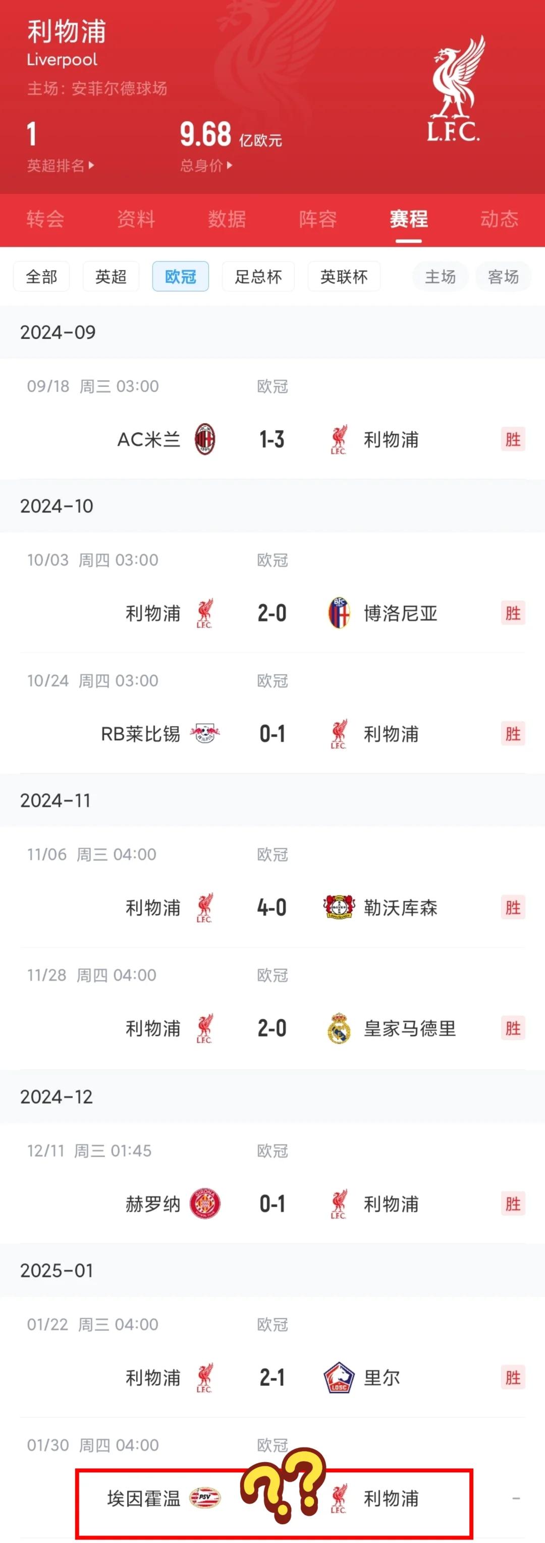 关于利物浦客场获胜，一挑欧冠夺冠热门的信息